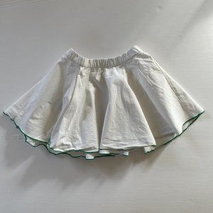 Wovenplay NYC white organic cotton skirt with green trim, 6 years